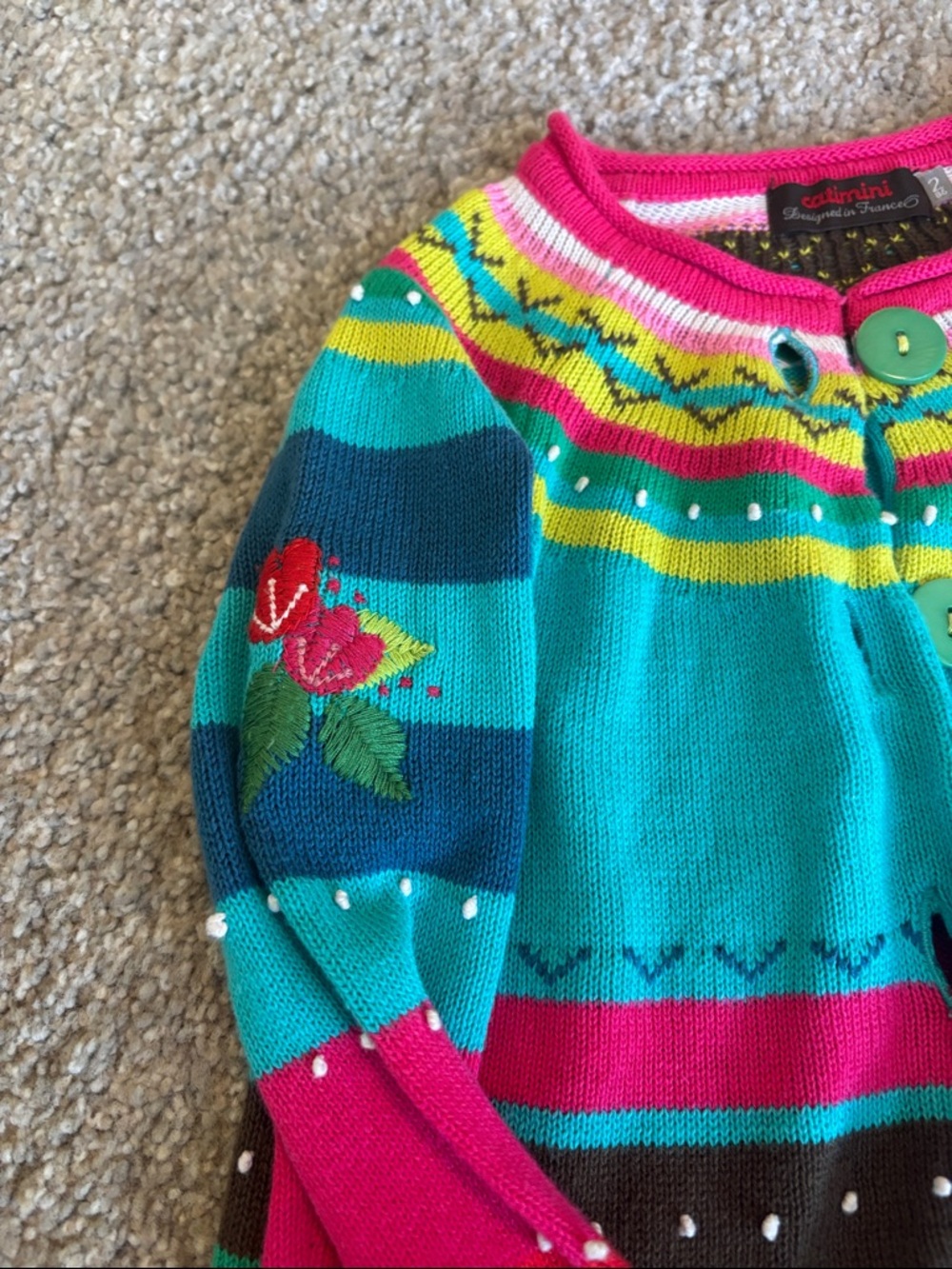 Catimini lot of 3 Girls Bright Pink Knit Cardigans with Playful Patch Details 2T - Picture 4 of 10